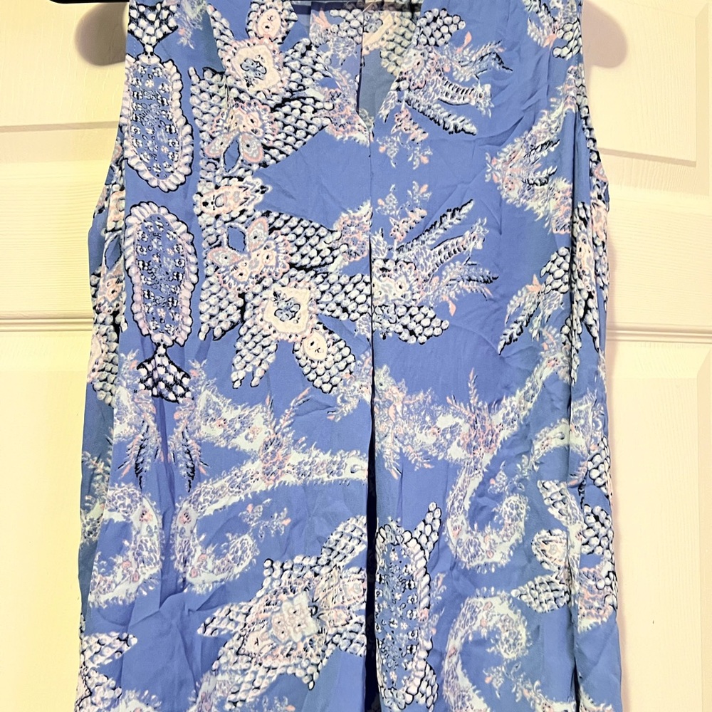 Blue Floral Sleeveless Top